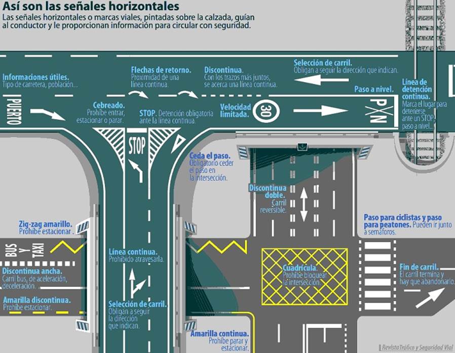 Las señales horizontales en la Seguridad Vial